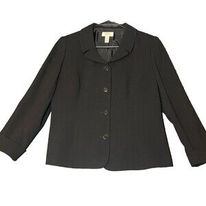 Talbots Blazer Womens Size 8 Black Work Suit Formal Party 4 Button Triacetate
